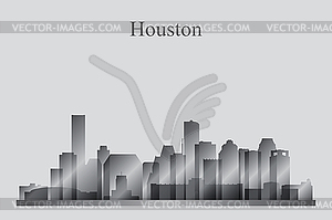 Хьюстон город небоскребов силуэт в оттенках серого - векторное изображение