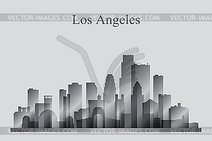 Los Angeles city skyline silhouette in grayscale - vector image