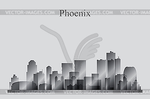 Phoenix city skyline silhouette in grayscale - vector clip art