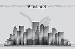 Pittsburgh city skyline silhouette in grayscale - vector image