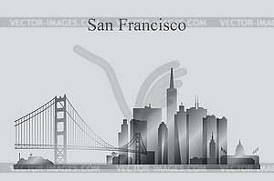 San Francisco city skyline silhouette in grayscale - vector image