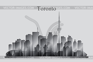 Toronto city skyline silhouette in grayscale - royalty-free vector clipart