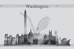 Washington city skyline silhouette in grayscale - vector image