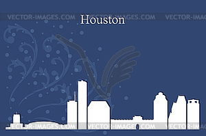 Houston city skyline silhouette on blue background - vector clipart