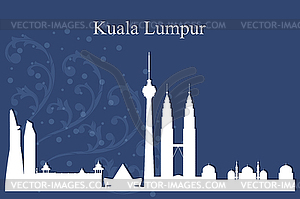 Kuala Lumpur city skyline silhouette on blue - vector image