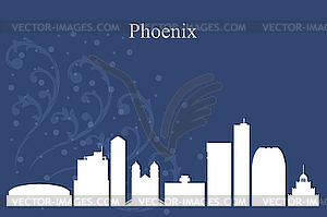 Phoenix city skyline silhouette on blue background - vector image