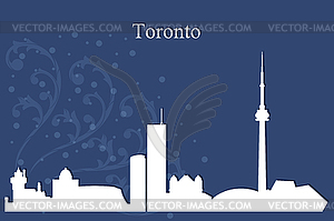 Торонто город небоскребов силуэт на синем фоне - изображение в векторном виде