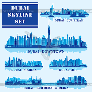 Set of Dubai districts - vector image