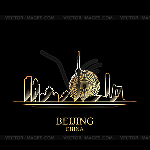 Gold silhouette of Beijing - vector clipart