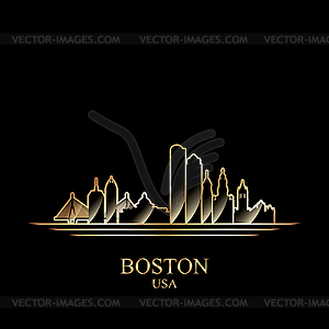 Gold silhouette of Boston - vector image