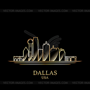 Gold silhouette of Dallas - vector clip art