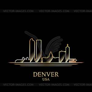 Gold silhouette of Denver - vector image