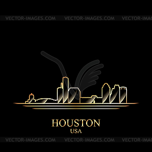 Gold silhouette of Houston - vector image