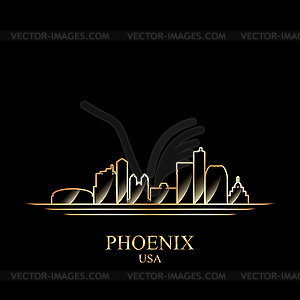Gold silhouette of Phoenix - vector clip art