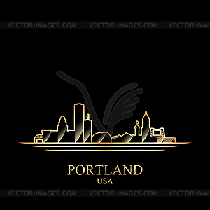 Gold silhouette of Portland, illustra - vector clipart