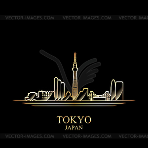 Gold silhouette of Tokyo - vector clipart