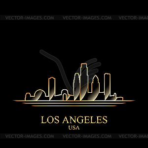 Gold silhouette of Los Angeles - vector clipart