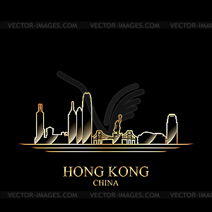 Gold silhouette of Hong Kong - vector clipart