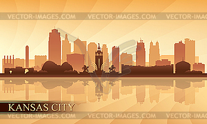 Kansas City skyline silhouette background - vector clip art