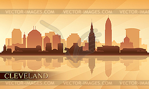 Cleveland city skyline silhouette background - royalty-free vector clipart