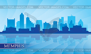 Мемфис горизонты города силуэт фоне - векторная иллюстрация