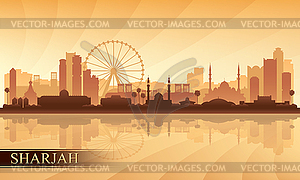 Sharjah city skyline silhouette background - vector image