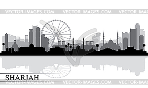 Sharjah горизонты города силуэт фоне - иллюстрация в векторе