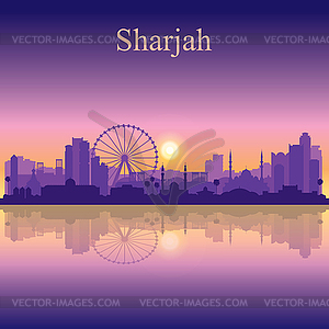 Sharjah силуэт на фоне заката - клипарт в векторе