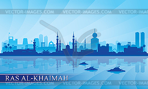 Ras al-Khaimah city skyline silhouette background - vector clipart