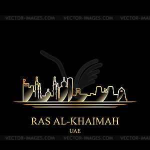 Gold silhouette of Ras al-Khaimah - vector clip art