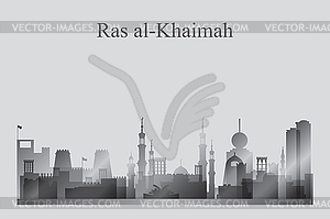 Ras al-Khaimah city skyline silhouette in grayscale - vector clipart