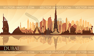 Dubai city skyline silhouette background - royalty-free vector clipart