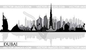 Dubai city skyline silhouette background - vector image
