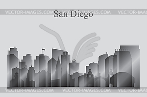 San Diego city skyline silhouette in grayscale - vector image