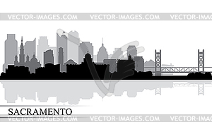 Sacramento city skyline silhouette background - vector clipart