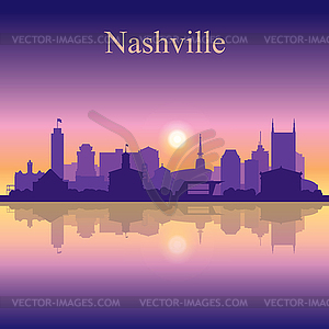 Nashville silhouette on sunset background - vector image