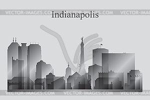 Indianapolis city skyline silhouette in grayscale - vector image