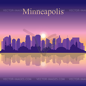 Minneapolis city silhouette on sunset background - vector clipart