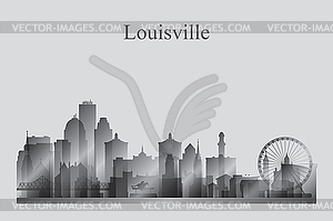 Louisville city skyline silhouette in grayscale - vector image