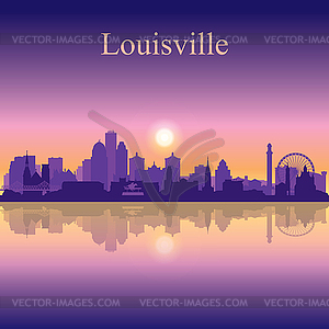Louisville city silhouette on sunset background - vector clip art