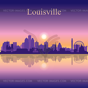 Louisville city silhouette on sunset background - vector image