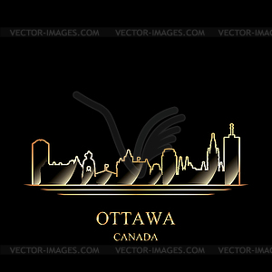Gold silhouette of Ottawa - vector clip art