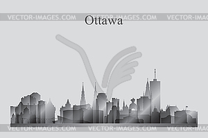 Ottawa city skyline silhouette in grayscale - vector clipart / vector image