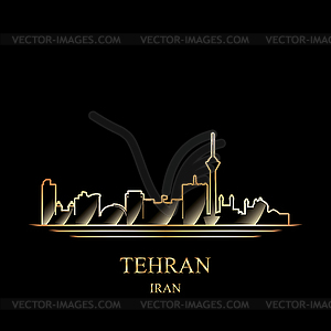 Gold silhouette of Tehran - vector clipart