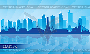 Manila city skyline silhouette background - vector clipart