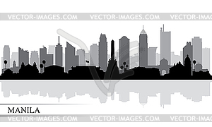 Manila city skyline silhouette background - vector clip art