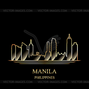 Gold silhouette of Manila - royalty-free vector clipart