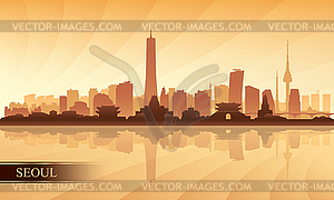 Seoul city skyline silhouette background - vector image