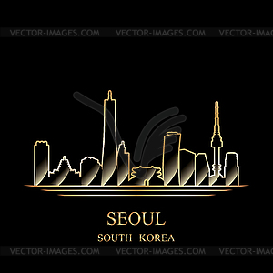 Gold silhouette of Seoul - vector image