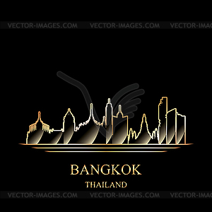 Золотой силуэт Бангкока - рисунок в векторе